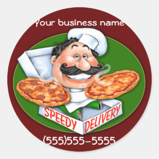 Zany Italiaanse chef-kok snelle pizza levering Ronde Sticker