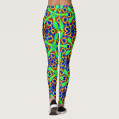 Zany Neon Green Stars Patroon Leggings (Achterkant)