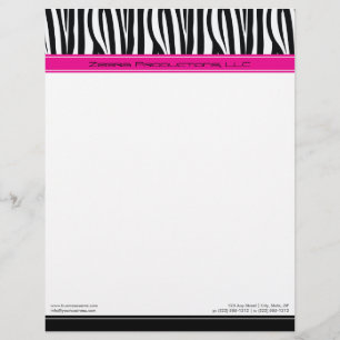Zany Zebra Hot Pink Gepersonaliseerd Designer Lett Briefhoofd