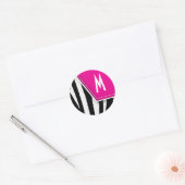 Zany Zebra Monogram Sticker (fuschia) (Envelop)