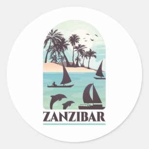 Zanzibar Afrika Retro Vintage Reizen Ronde Sticker