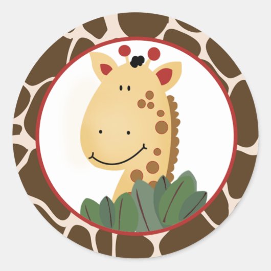 Zanzibar Giraffe Envelope Seals / Cupcake Toppers Ronde Sticker (Voorkant)