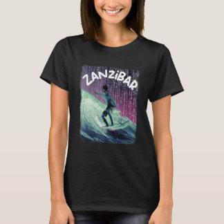 Zanzibar Nerd Surfing Beach Palm trees Vacation T-shirt