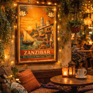Zanzibar Oude Reisposter|Spice Island Tanzania Poster