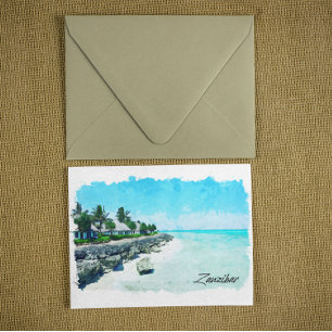 Zanzibar Tansania Tropische Retro Vintage Reizen Briefkaart