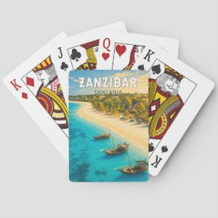 Zanzibar Tanzania Illustratie Reis Kunst Vintage Pokerkaarten