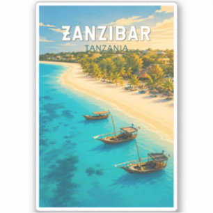 Zanzibar Tanzania Illustratie Reis Kunst Vintage Sticker