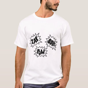 ZAP BAM POW Comic Sound FX - Wit T-shirt