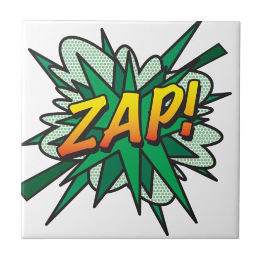 ZAP Fun Retro Comic Book Pop Art Tegeltje (Voorkant)