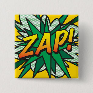 ZAP Leuke Retro Stripboek Pop Art Vierkante Button 5,1 Cm
