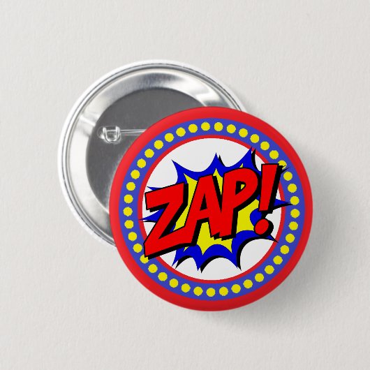 Zap Superhero Cartoon Button (Voorkant /achterkant)
