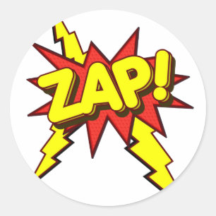 Zap, Zing, Pow. Ronde Sticker