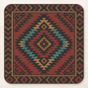 Zapotec Folk Art Geometrisch Diamantpapier Onderze Vierkante Kartonnen Onderzetter