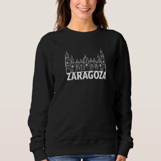 Zaragoza Spanje City Skyline Silhouette Outline Sk Trui