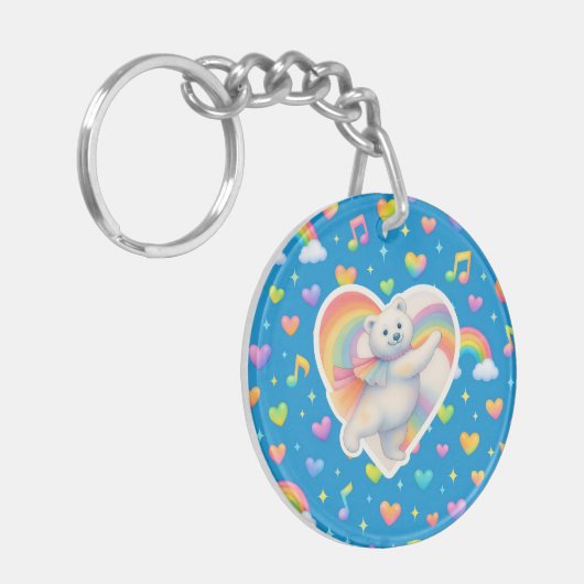 Zarah Dancing Polar Bear Keychain – Rainbow (Voorkant Links)