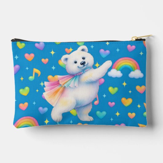 Zarah Dancing Polar Bear Zipper Pouch – Rainbows Etui (Achterkant)