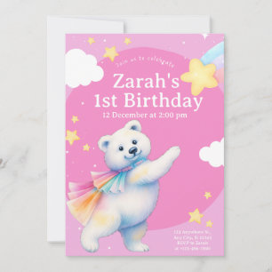 Zarah de dansende ijsbeer verjaardagsuitnodigingen kaart