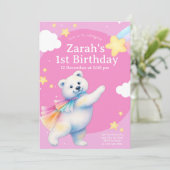 Zarah the Dancing Polar Bear Birthday Invitations Kaart (Staand voorkant)