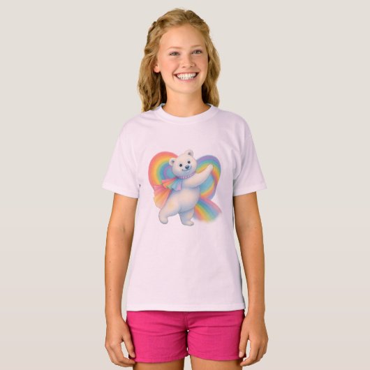 Zarah the Dancing Polar Bear • Kids T-Shirt (Paste (Devant entier)