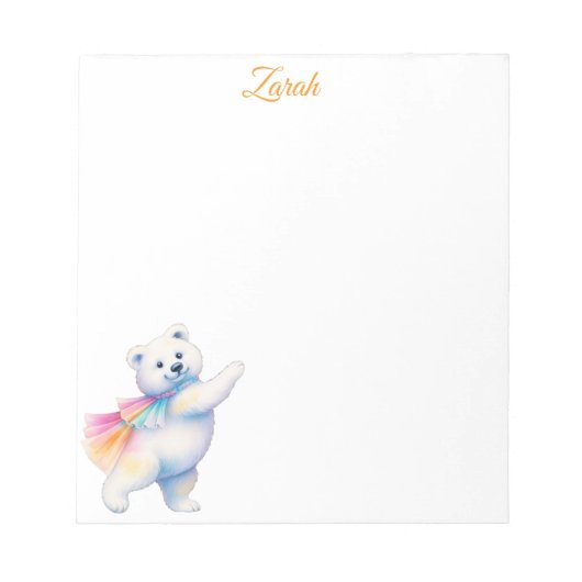 Zarah the Dancing Polar Bear | Personalized Notitieblok (Voorkant)
