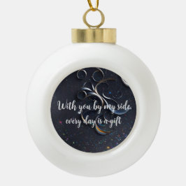 Zarte Ornamente in blau Keramische Bal Ornament