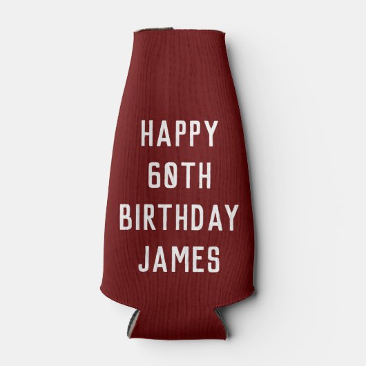 Zaterdag 60ste Elegant Burgundy Pap Stijlvol Flesjeskoeler (Voorkant)