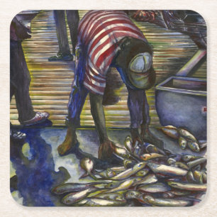 Zaterdag in de kelder, Harbor Island Vierkante Kartonnen Onderzetter