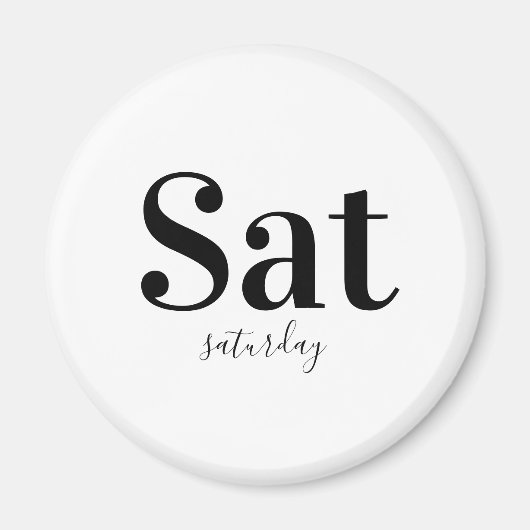 Zaterdag Typografie Modern Black & White Magneet (Voorkant)