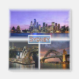 zAU007 SYDNEY door Nacht, Australië, Fridge Magneet
