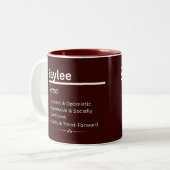 Zaylee Personalized Girl Name Meaning Coffee Mug (Devant gauche)
