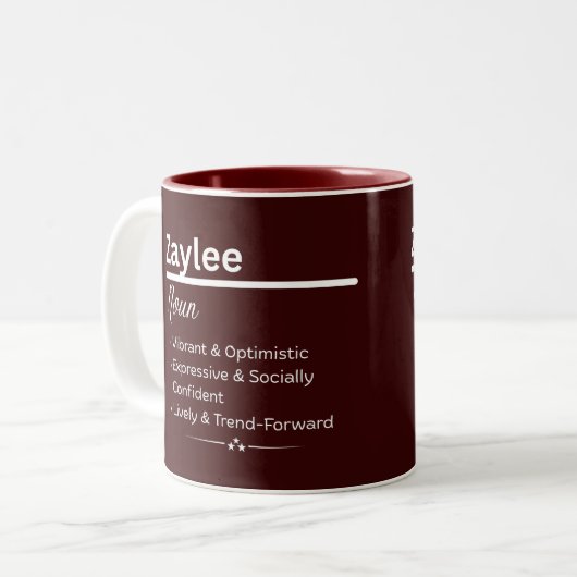 Zaylee Personalized Girl Name Meaning Coffee Mug (Devant gauche)
