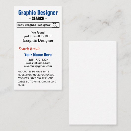 Zazzle Carte de visite (Devant / Derrière)