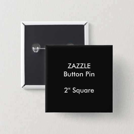 ZAZZLE Custom 2" Square Button Pin BLACK (Voorkant /achterkant)