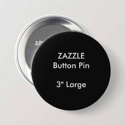 ZAZZLE Custom 3-inch Large Round Button Pin BLACK (Voorkant /achterkant)