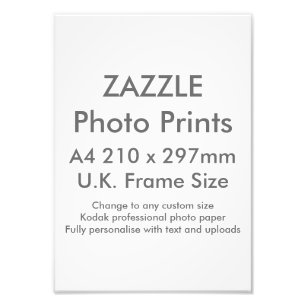Zazzle Custom A4 Photo Print GB Lijst Size Foto Afdruk