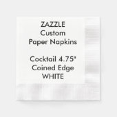 Zazzle Custom WHITE Coined Cocktail Papieren serve Servet (Voorkant)