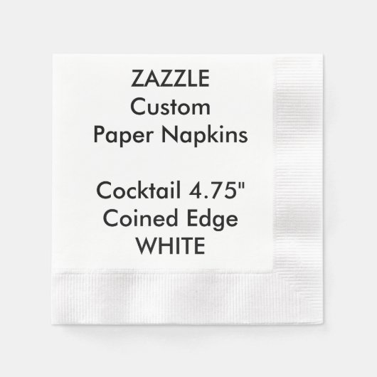 Zazzle Custom WHITE Coined Cocktail Papieren serve Servet (Voorkant)