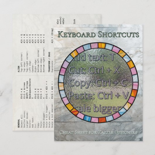 Zazzle Designer Keyboard Shortcuts Reference Card Briefkaart (Voorkant / Achterkant)