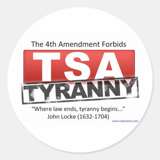 Zazzle TSA Tyranny Afbeelding Ronde Sticker (Voorkant)