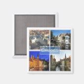zBE007 BRUGGE België, Koelkast Magneet (Voorkant / Achterkant)
