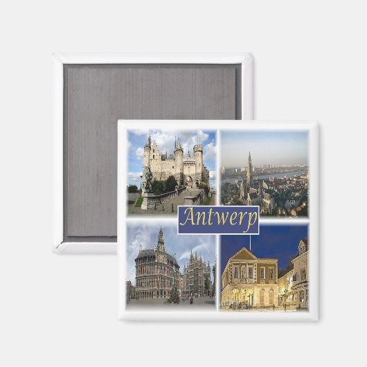 zBE008 ANTWERP België, Fridge Magneet (Voorkant / Achterkant)