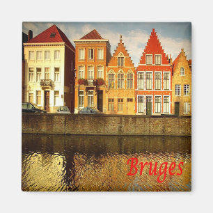 zBE043 BRUGGE Huizen België, Koelkast Magneet