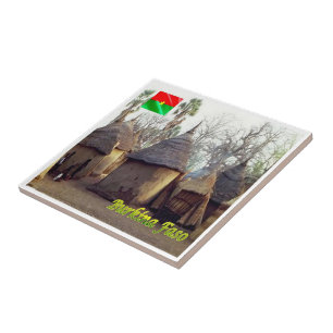 zBF006 BURKINA FASO, Traditionele huizen, Tegeltje
