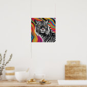 ZCat - Kat met Zebra strepen Poster (Keuken)