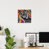 ZCat - Kat met Zebra strepen Poster (Thuiskantoor)