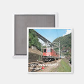 zCH019 THE GOTTHARD RAILWAY Swiss - Fridge Magnet (Recto/Verso)