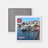 ZCH048 LUGANO Zwitserland - Fridge Magnet Magneet (Voorkant / Achterkant)