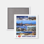 ZCH049 Ik hou van Zwitserland - Fridge Magnet Magneet (Voorkant / Achterkant)
