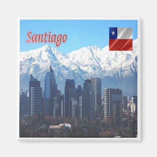 zCL018 SANTIAGO Skyline, Amerika, Fridge Magnet Magneet (Voorkant)