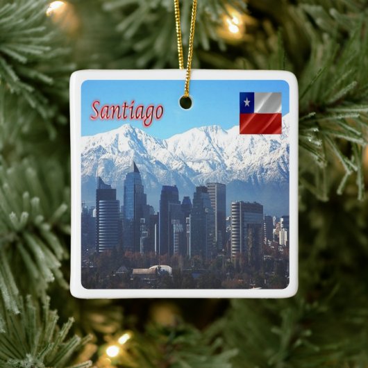 zCL018 SANTIAGO Skyline, Amerika, Keramisch Ornament (Boom)